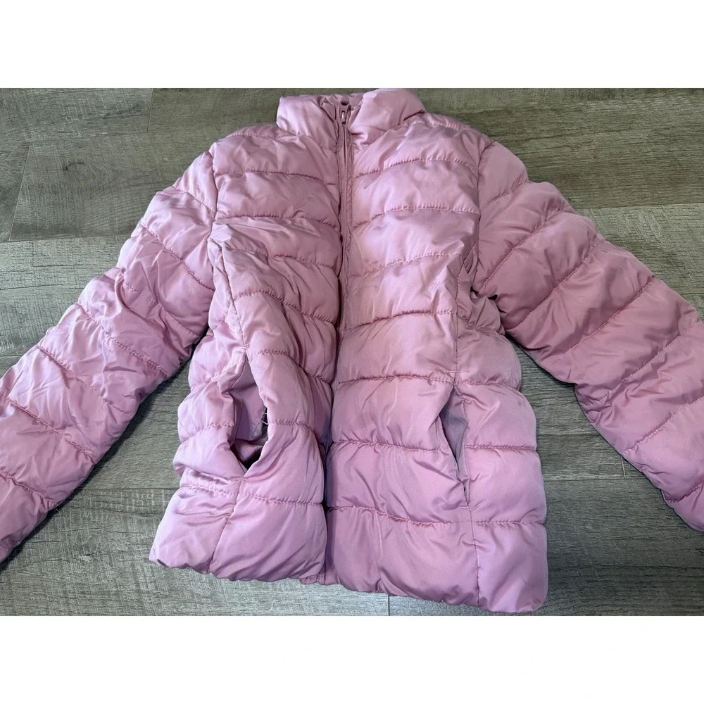 The Children's Place Girls Pink Puffer Jacket Quilted Full Zip Coat XL 14